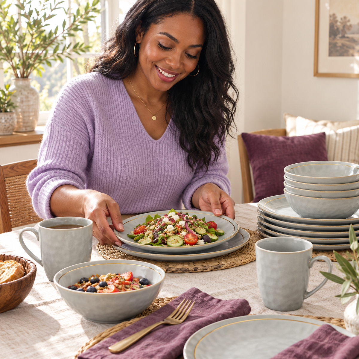 Stone Lain Clara 16-Piece Dinnerware Set Porcelain