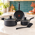 T-fal Initiatives Nonstick Cookware Set 6 Piece Pots and Pans Grey