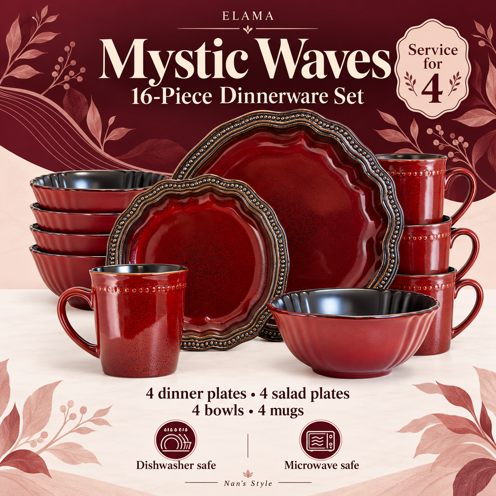 Elama's Mystic Waves 16 Piece Dinnerware Set