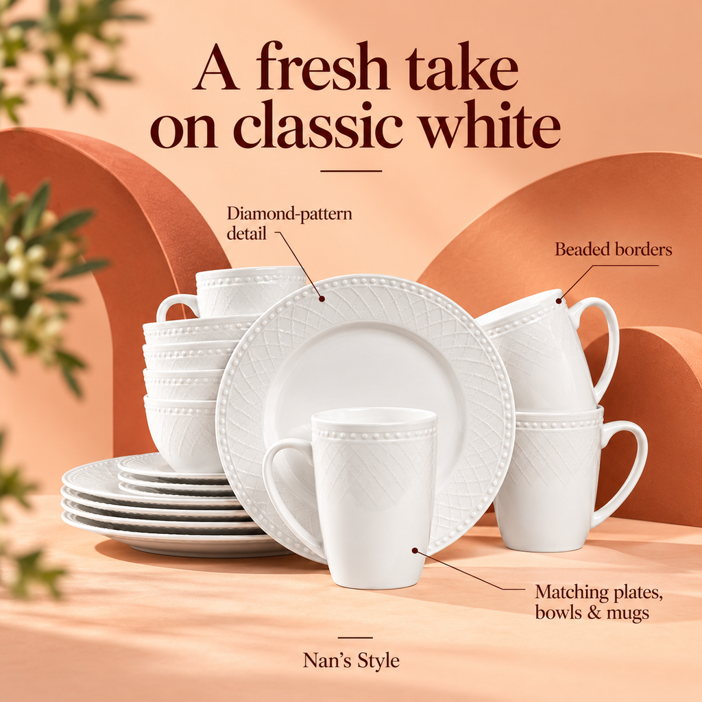 Stone Lain Alexandria Bone China 16-Piece Dinnerware Set