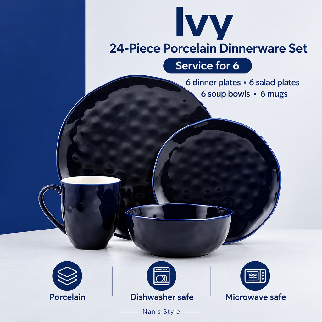 Sailor Stone Lain Ivy 24-Piece Dinnerware Set Porcelain