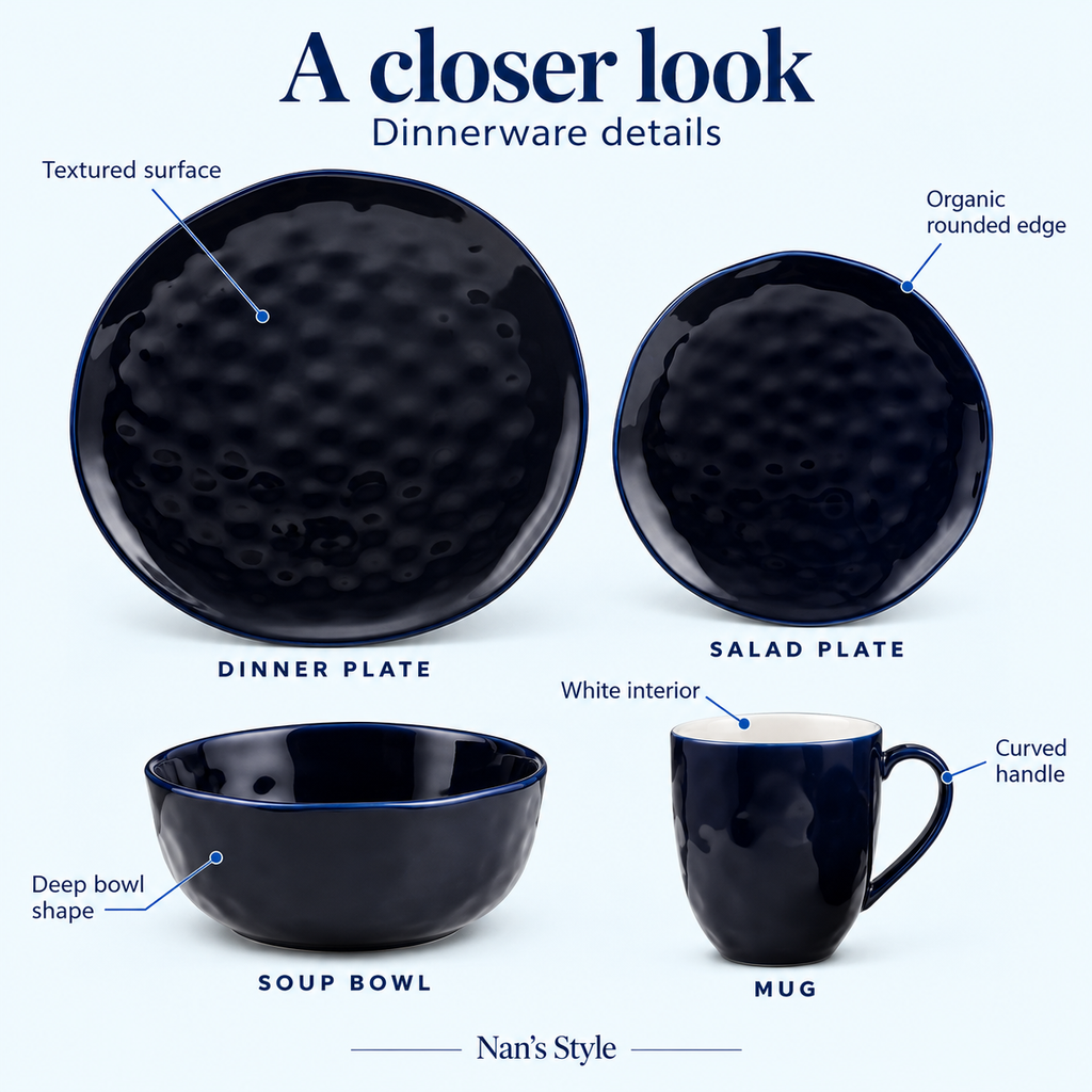 Sailor Stone Lain Ivy 24-Piece Dinnerware Set Porcelain