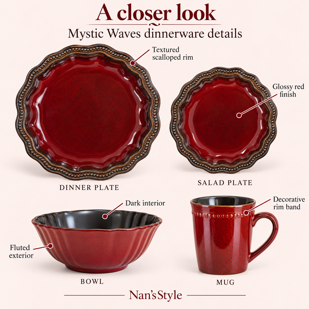 Elama's Mystic Waves 16 Piece Dinnerware Set