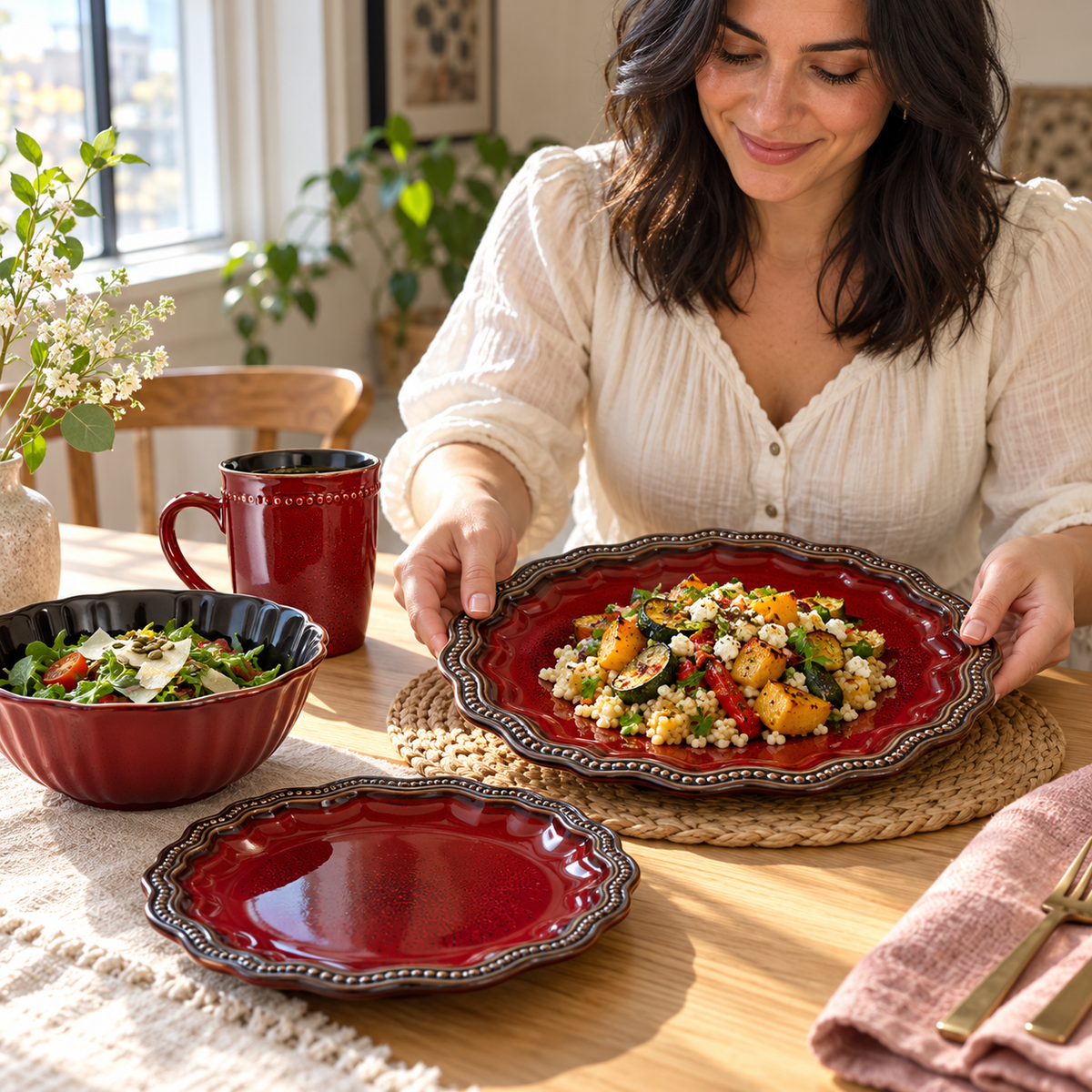 Elama's Mystic Waves 16 Piece Dinnerware Set