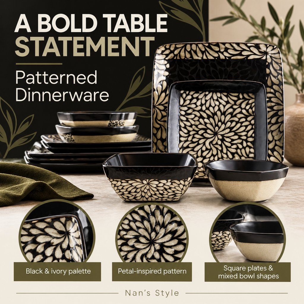 Elama Desert Bloom 16-Piece Stoneware Dinnerwar E Set