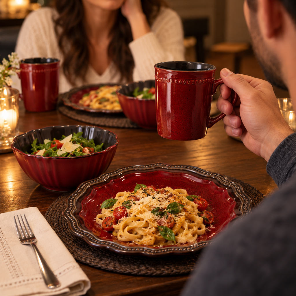 Elama's Mystic Waves 16 Piece Dinnerware Set