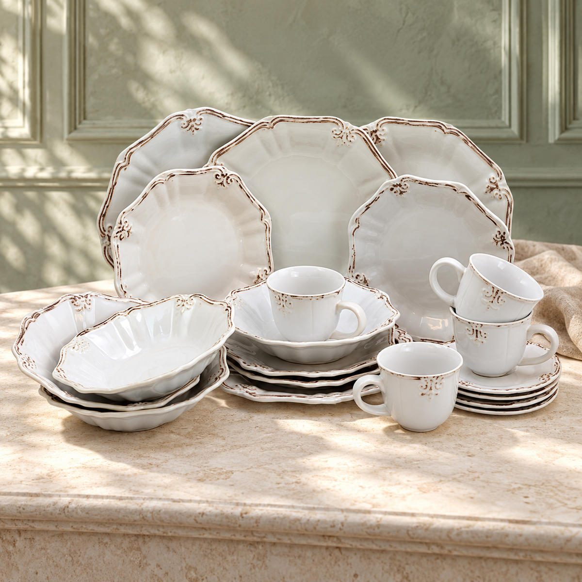 Elama Fleur De Lys 20-piece Dinnerware Set
