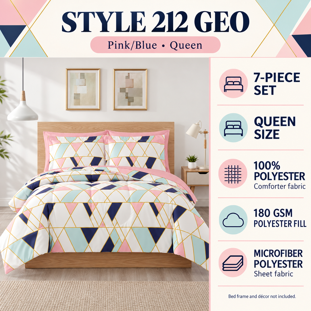 Style 212 Geo Queen 7-Piece Bedding Set | Nan’s Style