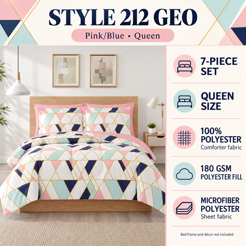 Style 212 Geo Queen 7-Piece Bedding Set | Nan’s Style