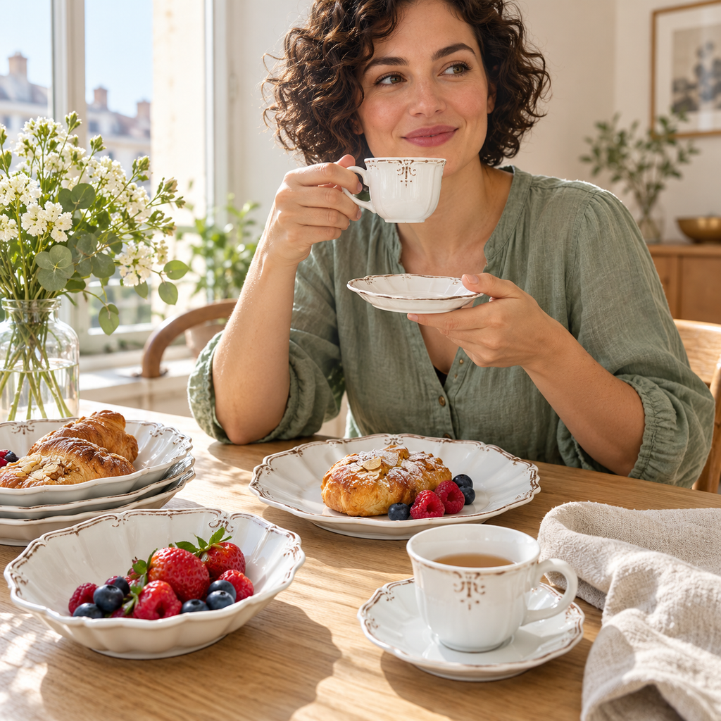 Elama Fleur De Lys 20-piece Dinnerware Set