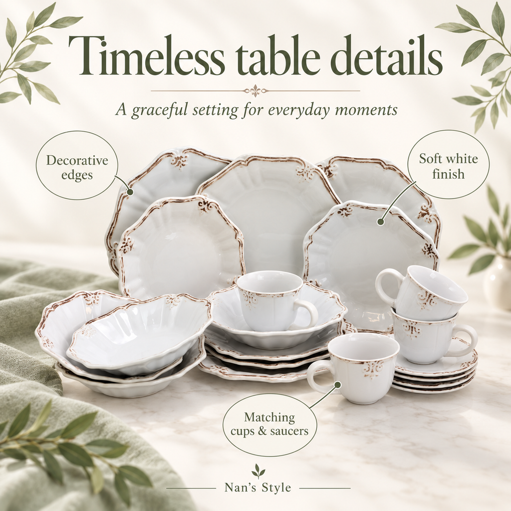 Elama Fleur De Lys 20-piece Dinnerware Set